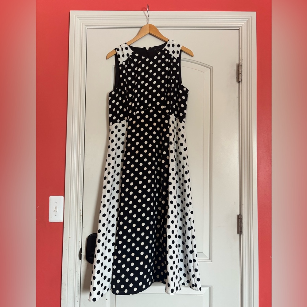 Ann Taylor Black and White Polka Dot Midi Dress